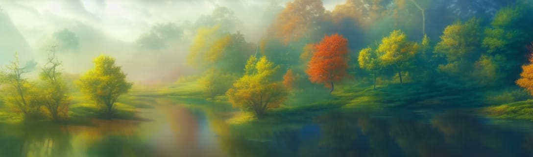 Beautiful forest, pond and sunshine