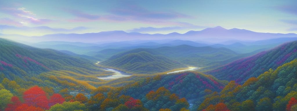 Winding rivers in mountainous forest