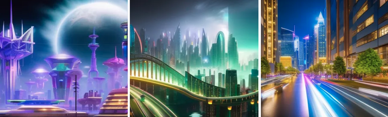 futuristic city paintings