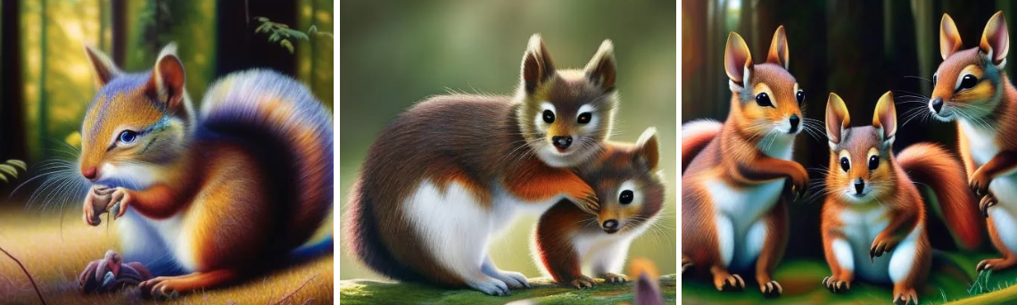 paintings of squirrels with AI Art generators