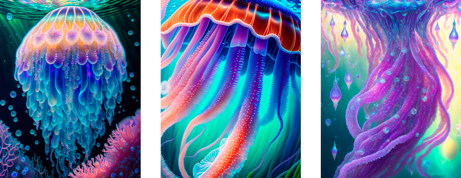 painting images of jellyfish with AI Art generators