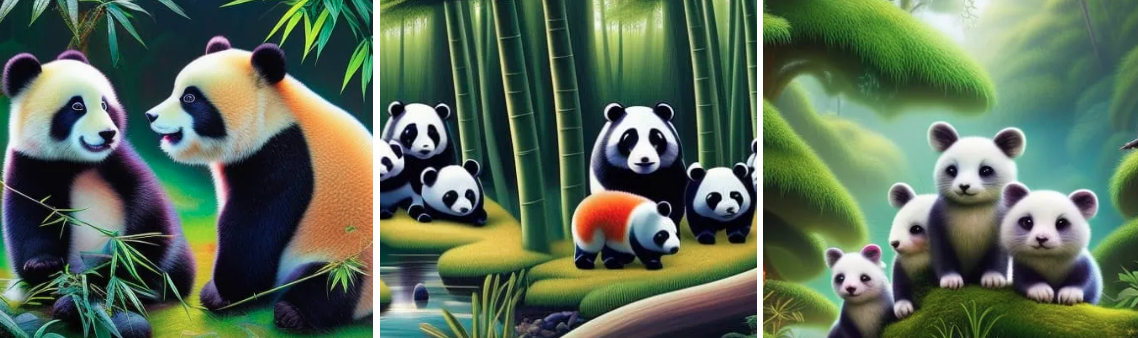 paintings of pandas with AI Art generators