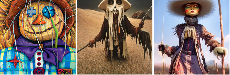 paintings of scarecrow with AI Art generators