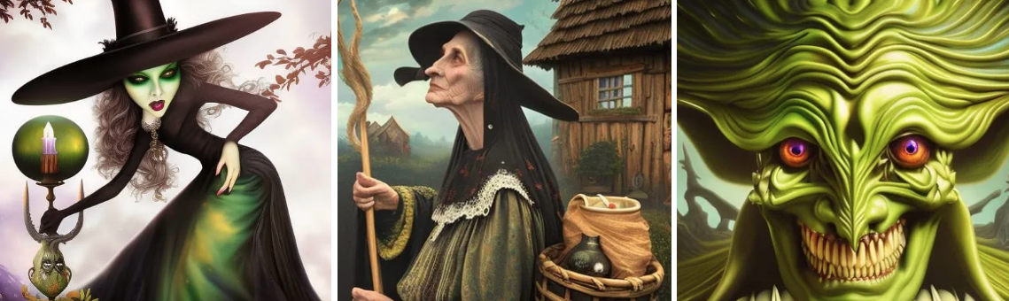portrait painting of witches created with AI