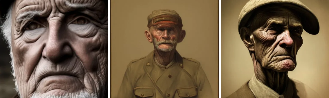 paintings of old veteran soldier