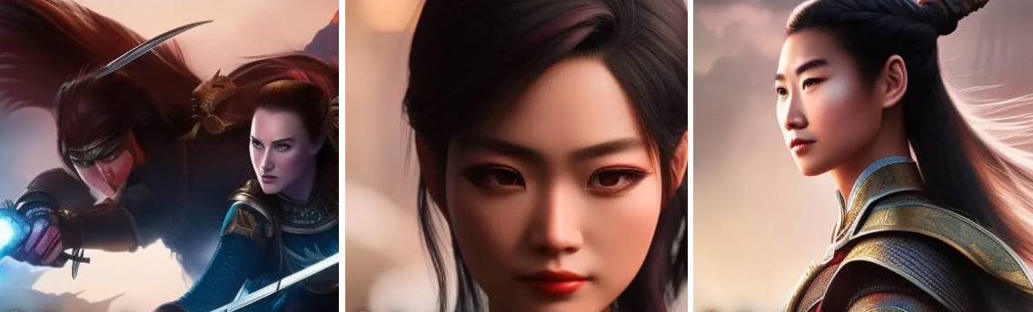 Paintings of Mulan with AI Art generators
