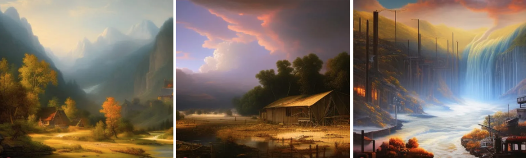 paintings of flooding scene by ai art generators