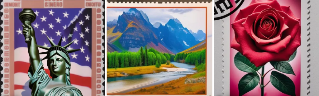 paintings of postage stamps with ai art generators