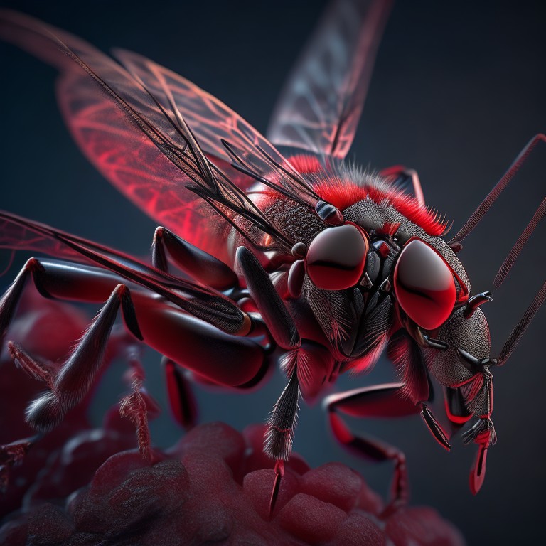   A realistic representation of a mosquito sucking blood from a human arm, with a close-up view of its mouthparts and the skin; Realism, Medical; Oil, Digital; Sharp, focused lighting; Red and flesh tones; detailed, gruesome; by Leonardo da Vinci, Rembrandt, and Gray’s Anatomy; Unreal engine 5