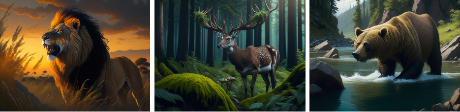 100 text-to-image prompts for creating wildlife paintings