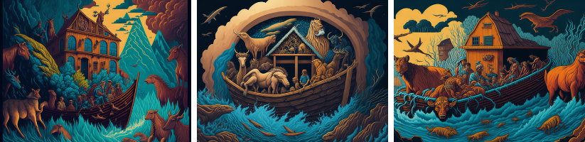 Stunning AI Art Paintings of Stories in Genesis: Noah Ark