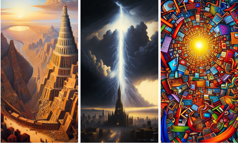 Stunning AI Art Paintings of Stories in Genesis story about The Tower of Babel